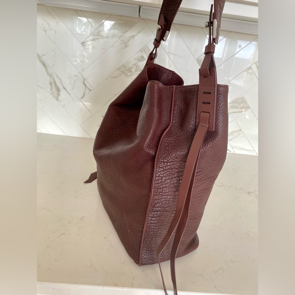 All Saints Burgundy Leather Vincent North Tote Bag - Picture 7 of 13